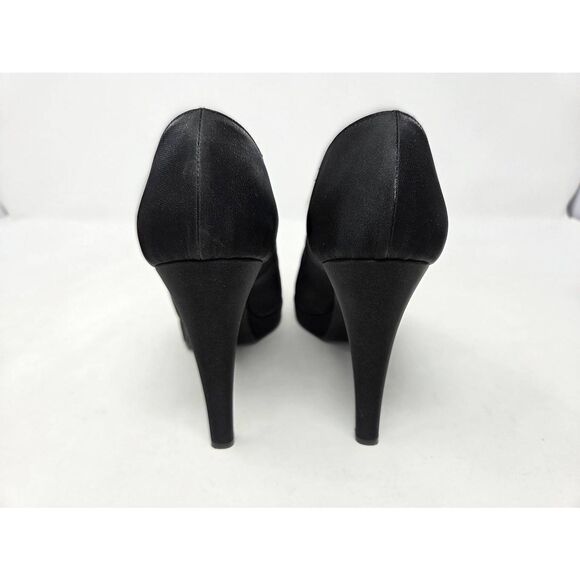 CASADEI ITALY BLACK SATIN SHIMMER PUMPS PLATFORM 4" HEELS WOMENS SIZE 8.5 M - Picture 6 of 10